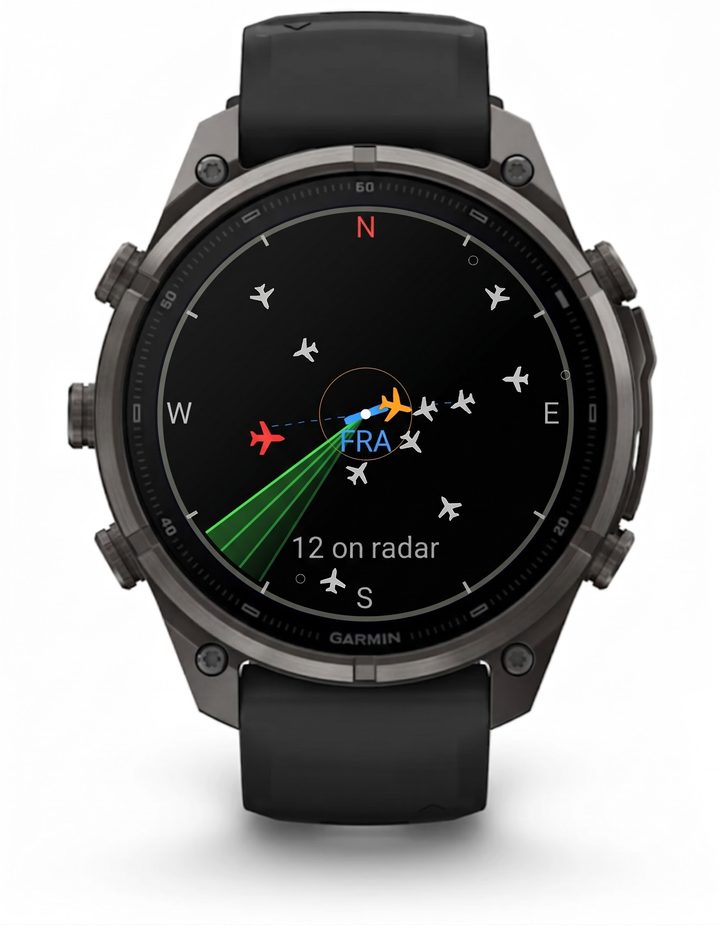 Smartwatch mit dem Tailradar-Radar um den Flughafen Frankfurt